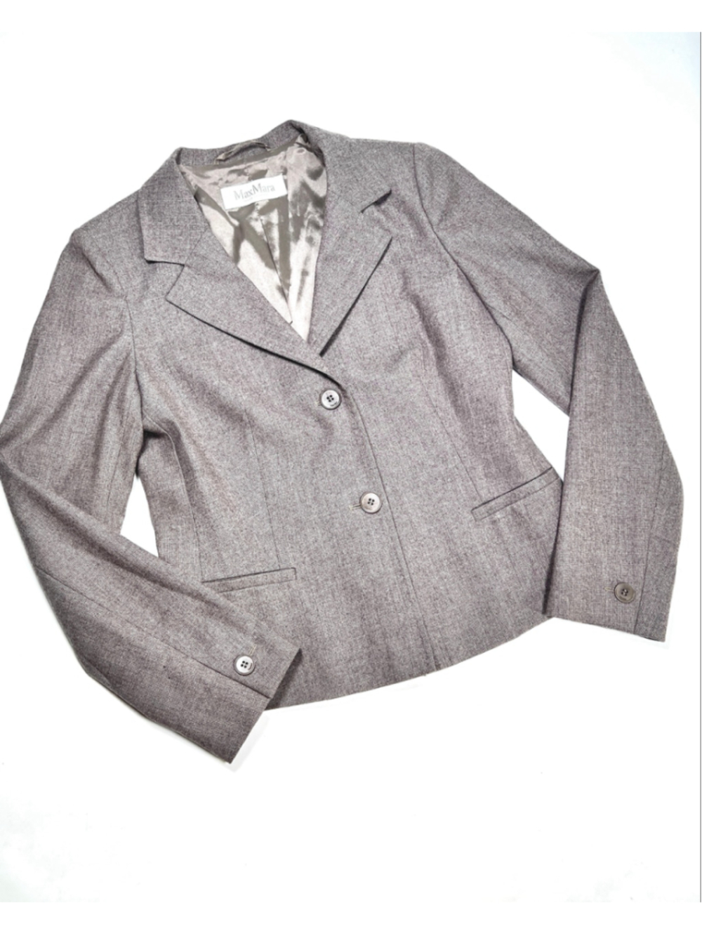 MaxMara Womans Blazer Grey Wool Blend Suit Jacket Wool Blend